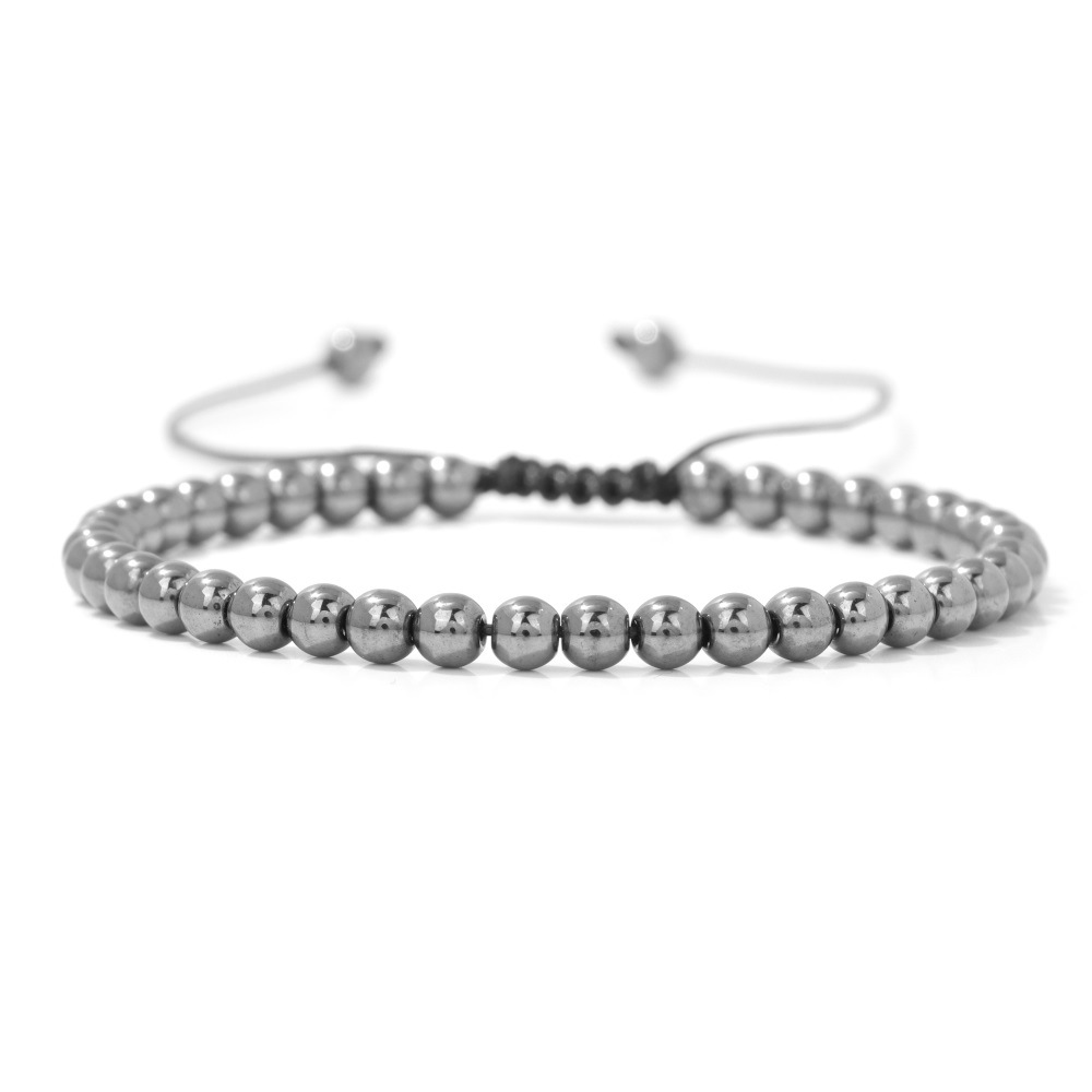 4mm stone bead handmade woven bracelet simple adjustable drawstring women's bracelet