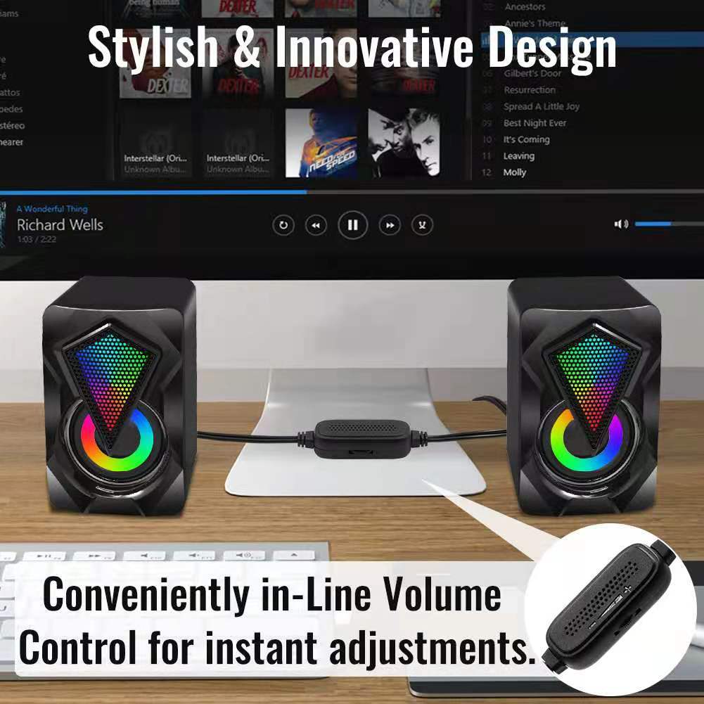 Long-term computer small speaker, mini USB colorful light notebook audio, Langjing Store