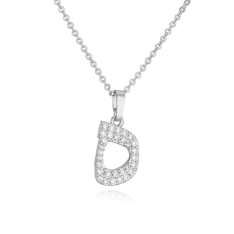 HECHENG Jewelry Copper Inlaid Zircon Arabic Letter Pendant Necklace Hip Hop Letter Choker