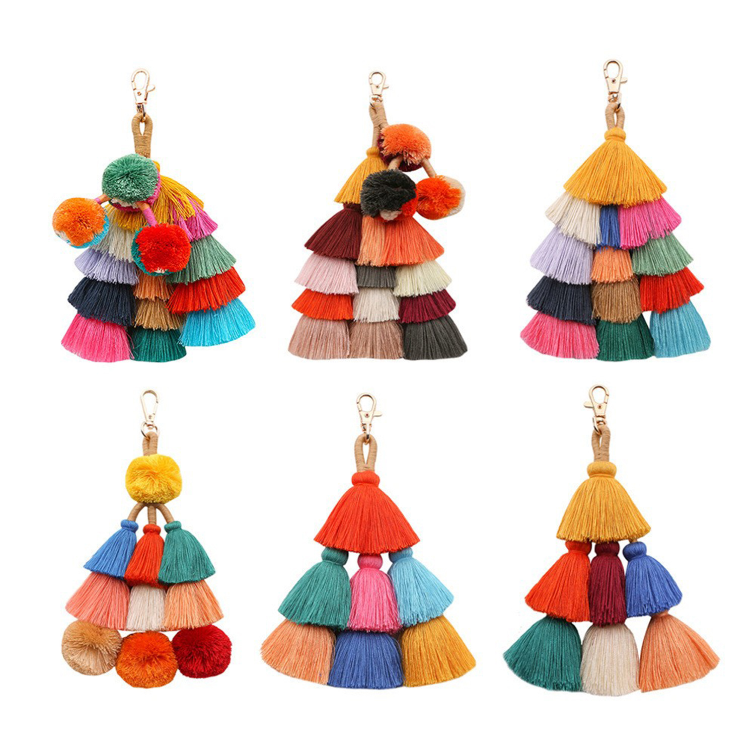 Bohemian Tassel Pendant DIY Handwoven Hanging Decoration Ethnic Style Bag Keychain Pendant