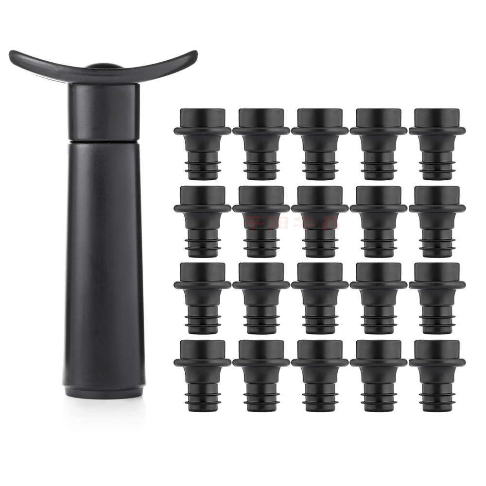 Plastic red wine vacuum multifunctional air pump bottle stopper metal air pump black wine stopper