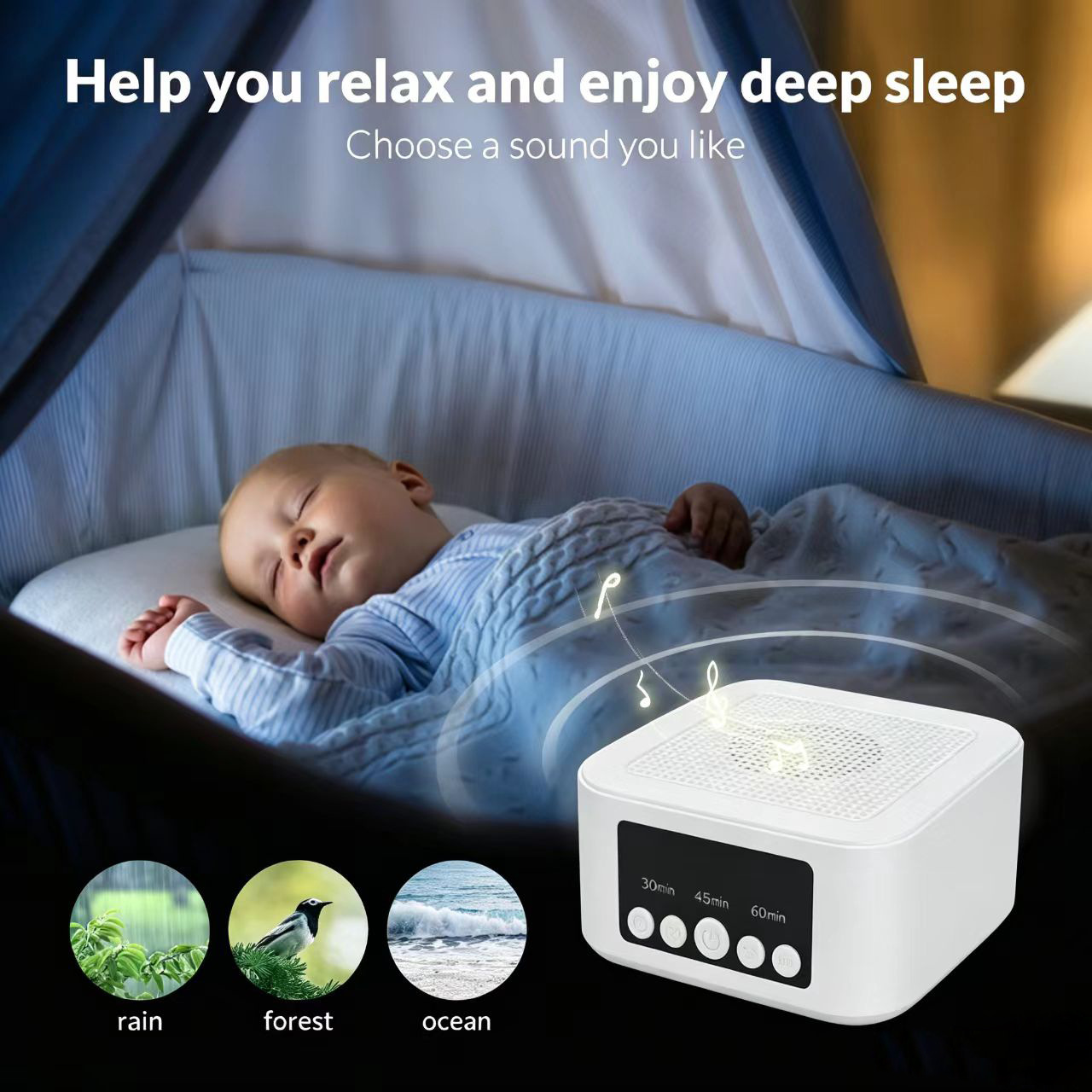 Whitelist smart white noise sleep device speaker breathing sleep box multifunctional baby soothing sleep aid device