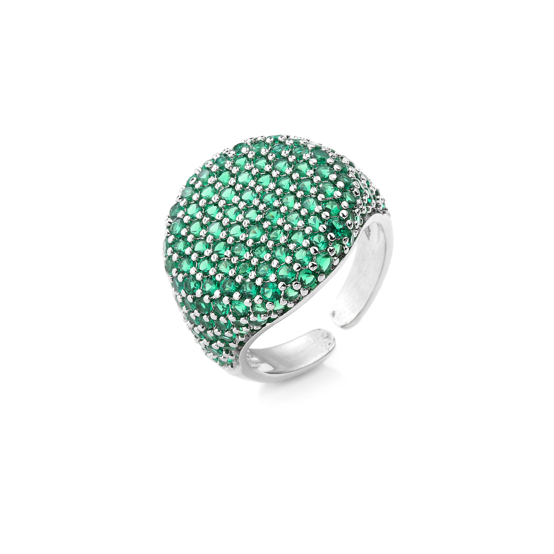 HECHENG Jewelry Full Diamond Round Ring Open Geometric Zircon Ring 18K Gold Plated VJ337