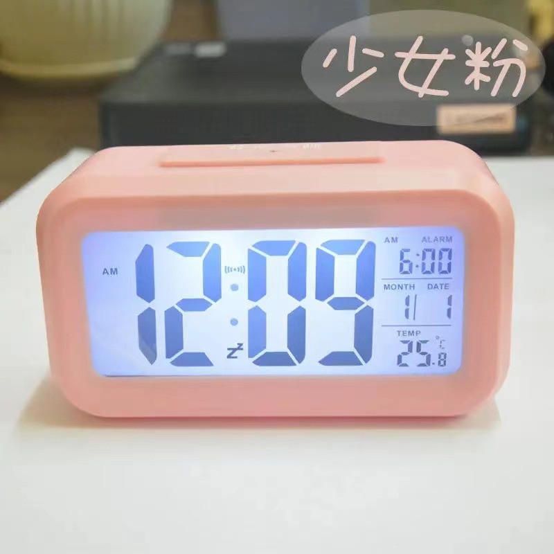 1019 Temperature Version Alarm Clock Multifunctional Simple LED Silent Photosensitive Bedside Small Alarm Clock Snooze Function Price