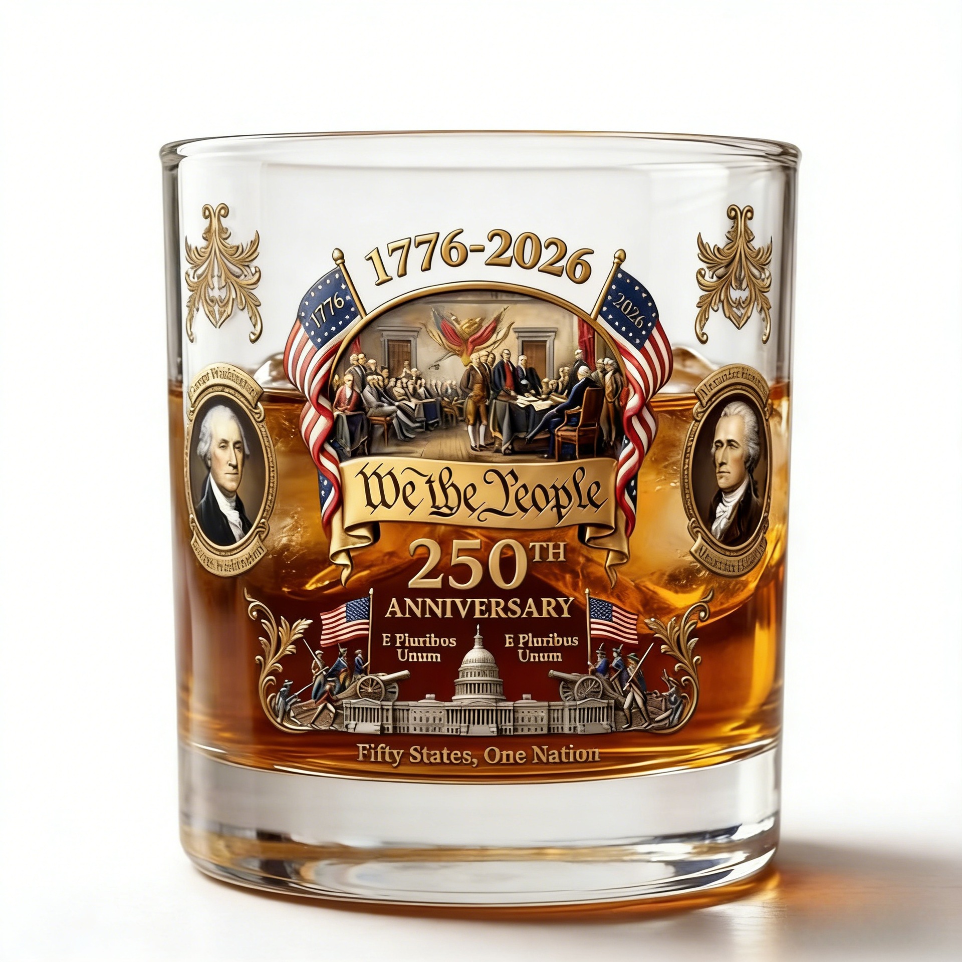 Safe packaging 250th anniversary glass wine glass glass chemical silk printing whiskey brandy