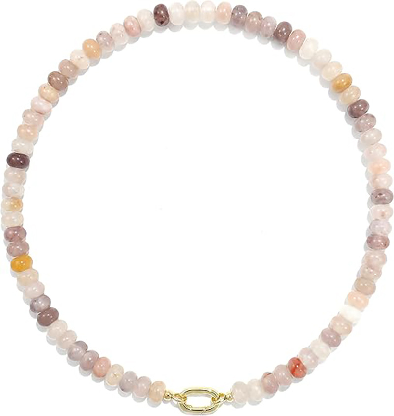 TK New Natural Stone Beaded Necklace Handmade Abacus Bead Collarbone Chain