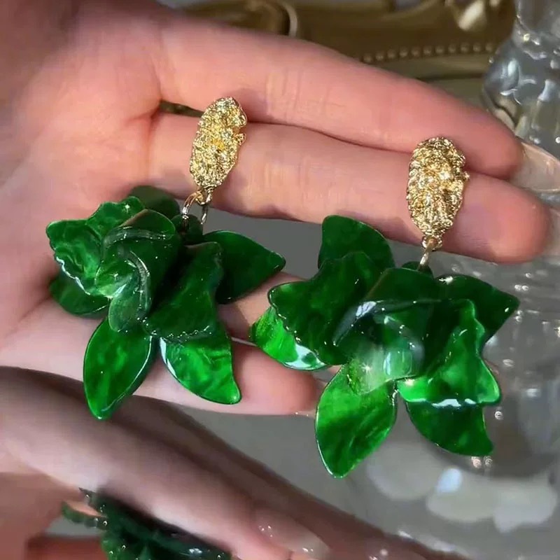 绿色法式耳环