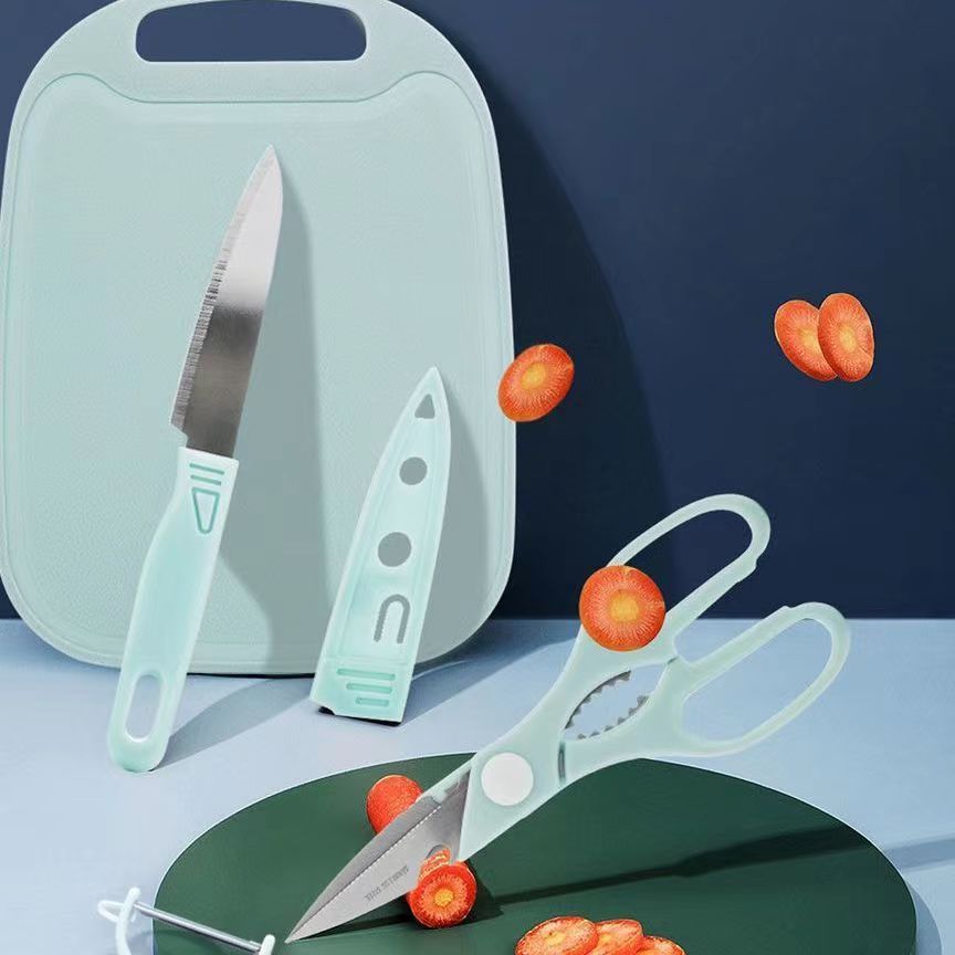 Yangjiang Knife Simple Gift Set Stainless Steel Fruit Knife Cutting Board Scissors Peeler Kitchen Household Four-Piece Set