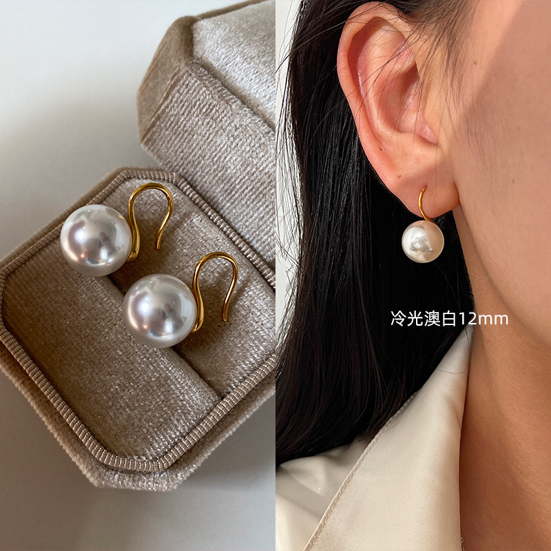 Pure Silver Pearl Earrings Stud Earrings for Women Ear Hooks Earrings High Heel Pearl Earrings 2025 New