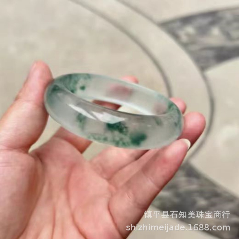Ice Seed Splash Pattern Bracelet Jadeite Color Quartzite Jade Bracelet Imitation Single Dragon Jade Live Broadcast