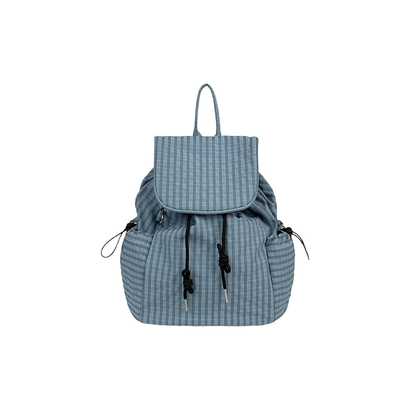 Street Lightweight Nylon Backpack Women 2026 Plaid Backpack Casual Commute School Bag