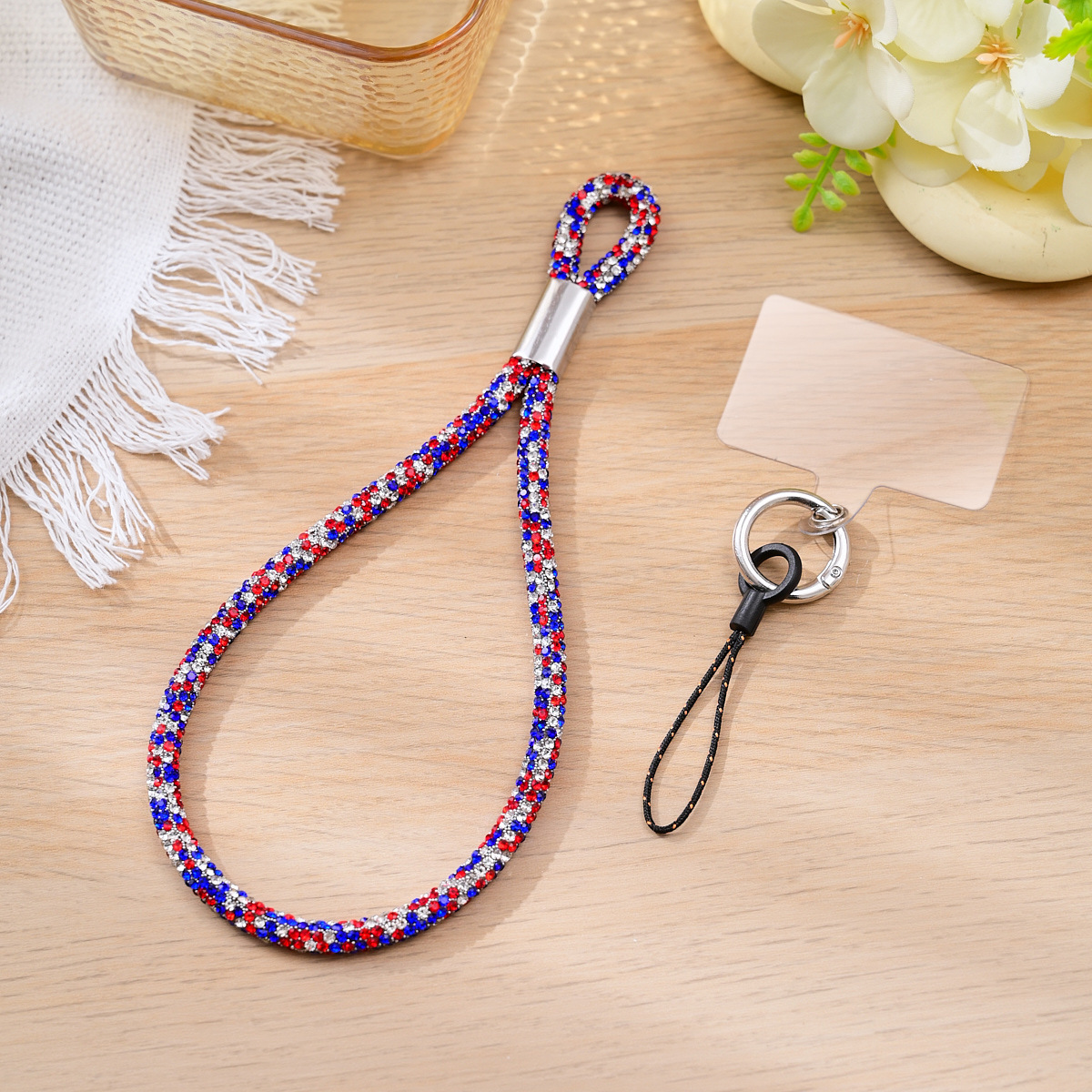 Mobile phone lanyard wrist chain luxury rhinestone pendant short lanyard phone chain