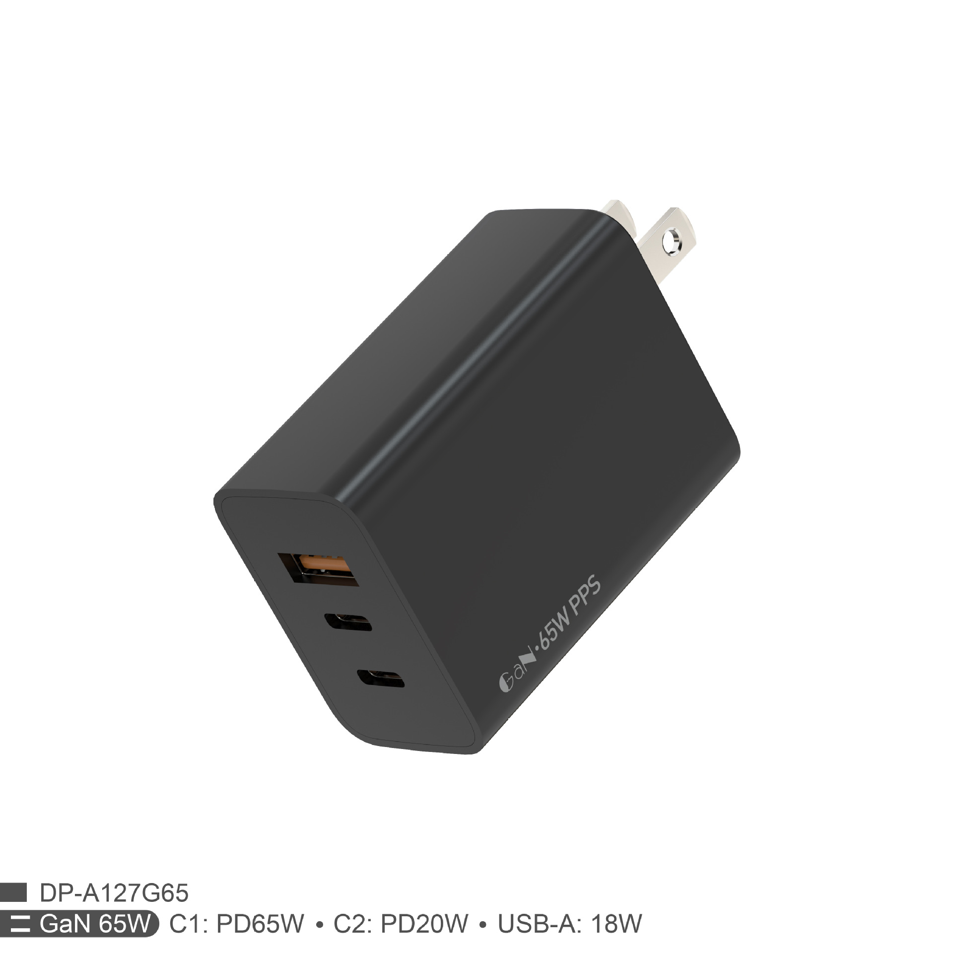 65W Charger 2C1A GaN Charging Head for Phone Laptop 2C1A Triple Port Fast Charger
