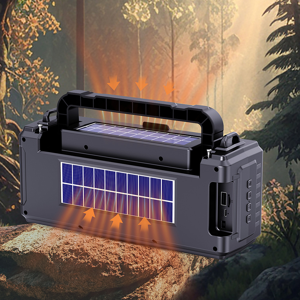 Flashlight Bluetooth Speaker Outdoor Dual Solar Radio Wireless Card Portable Small Speaker Square Dance