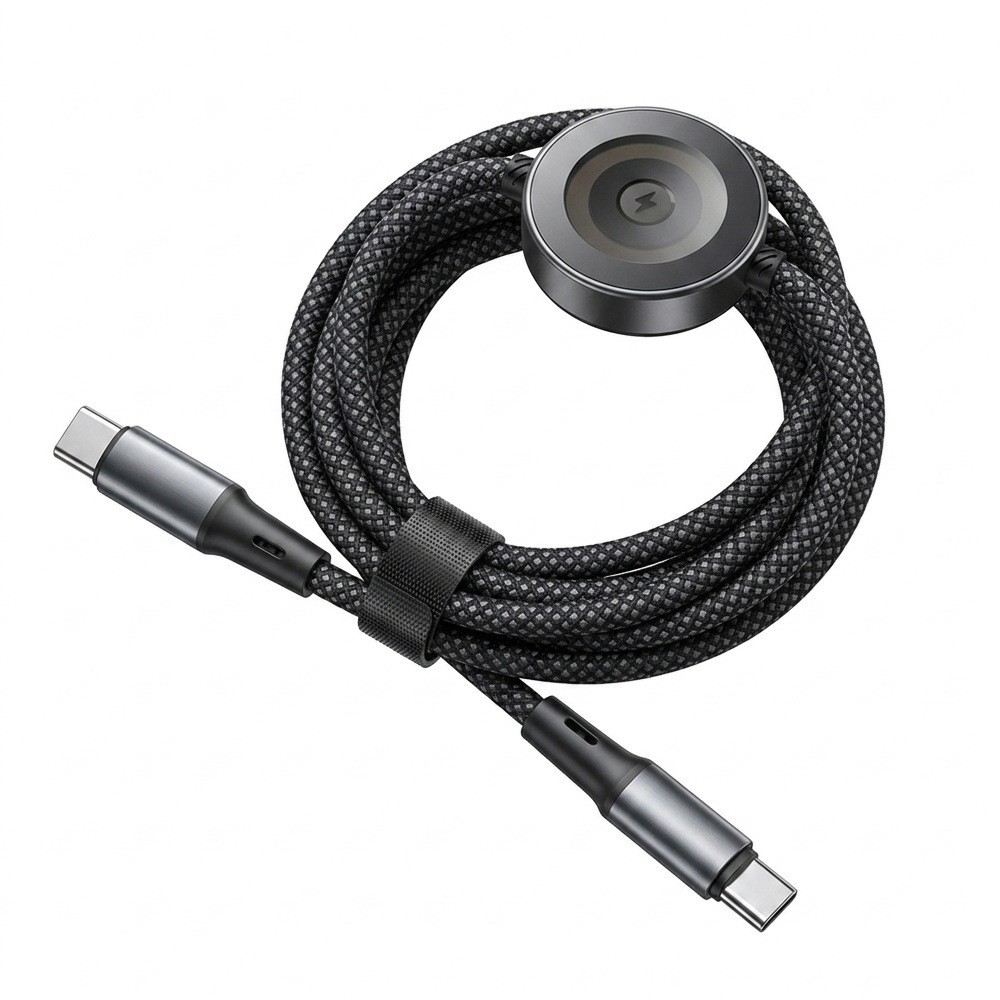 65W 2-in-1 charging cable for Apple iPhone and Watch, braided 2-in-1 data cable