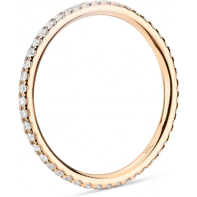 14K Gold Plated Solid 925 Sterling Silver CZ Row Drill Ring