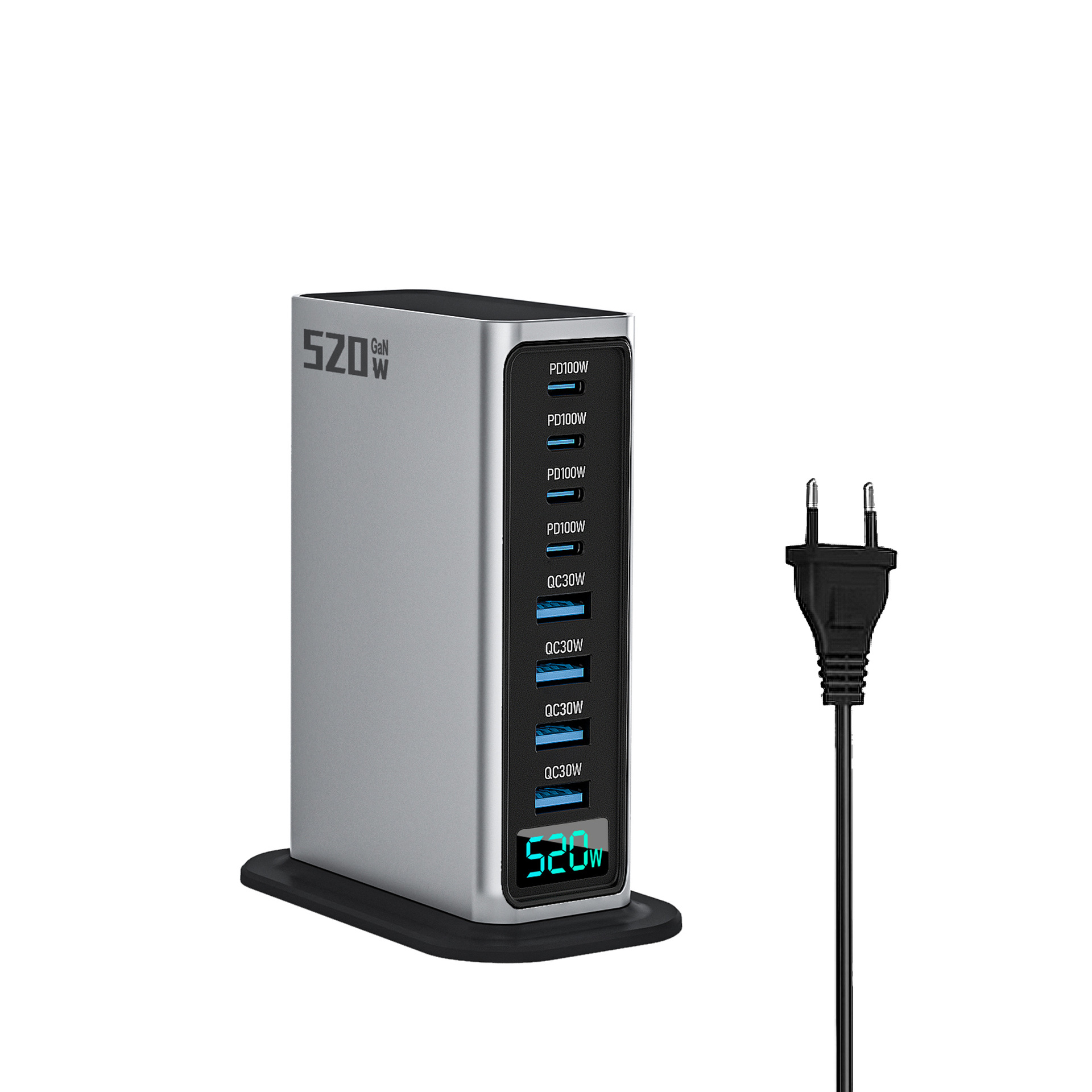 520W Screen Display GaN Multi-port Charging Station Huawei Laptop Tablet Fast Charging Charger Multi-Device High Power