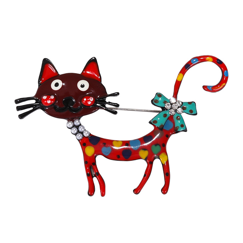 Cartoon Oil Drip Cat Brooch Colorful Enamel Animal Corsage Women's Coat Suit Pin Cute Decoration