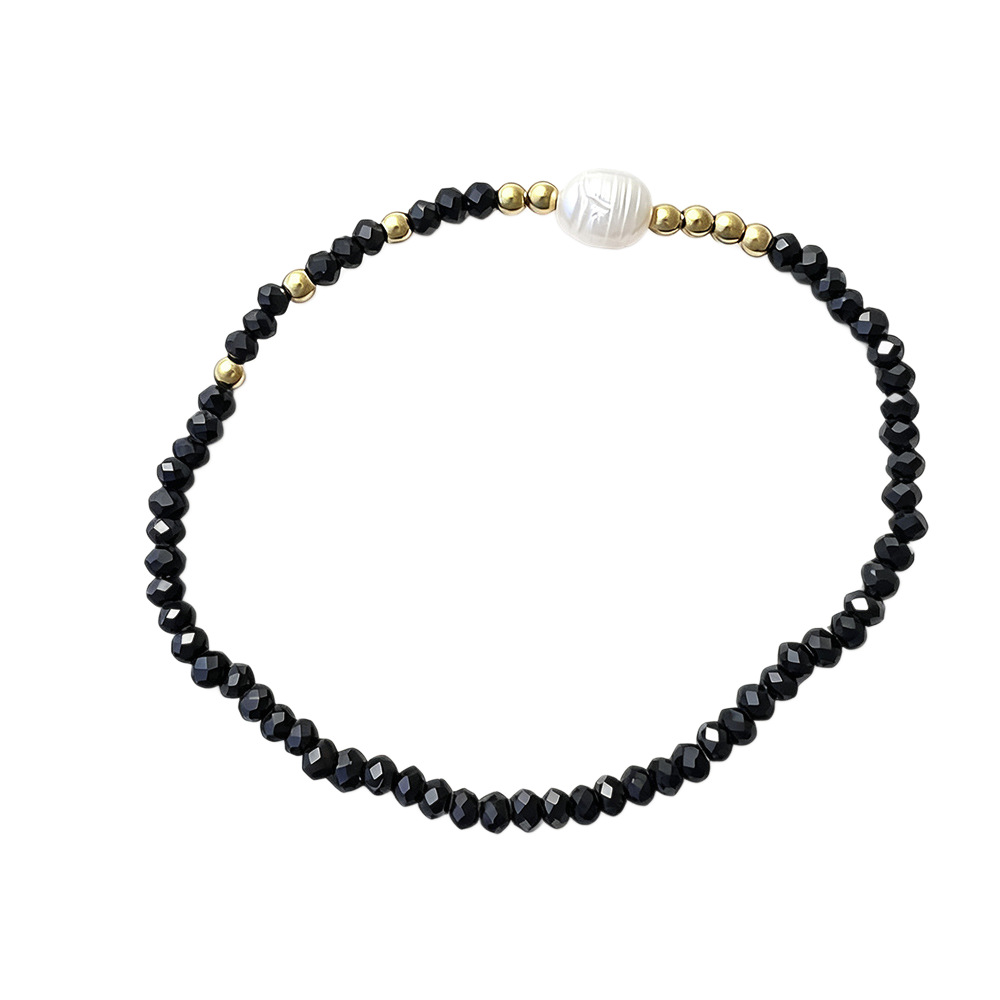 Simple 3mm Freshwater Pearl Bracelet: Sweet Best Friend Stretch Glass Layered Bracelet