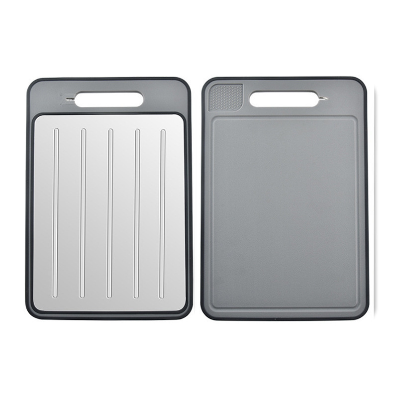 Thawing Cutting Board Aluminum Alloy Double-Sided with Knife Sharpener Garlic Grater Multi-Functional Anti-Slip Chopping Board Stainless Steel Cutting Board Home