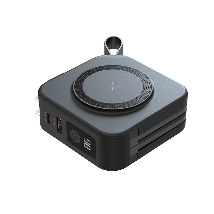 Magnetic Wireless Power Bank PD22.5W Multi-Function Cable Plug 10000mAh Travel Charger Mobile Power