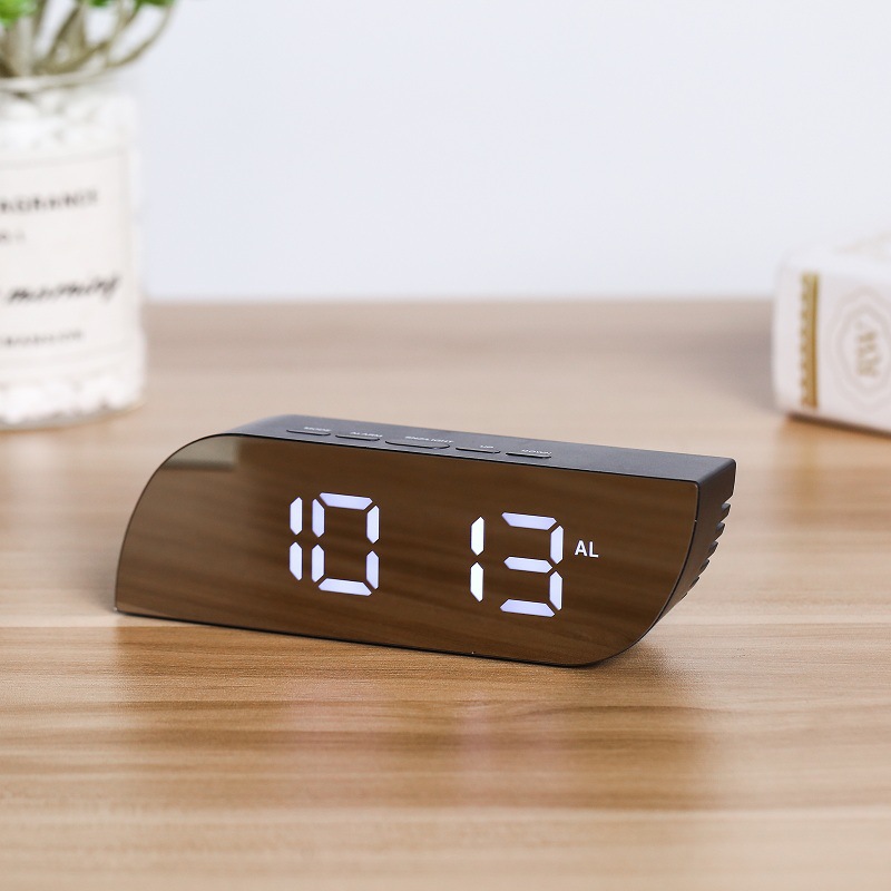 Smart bedside clock with mirror LED screen digital electronic clock temperature clock alarm clock