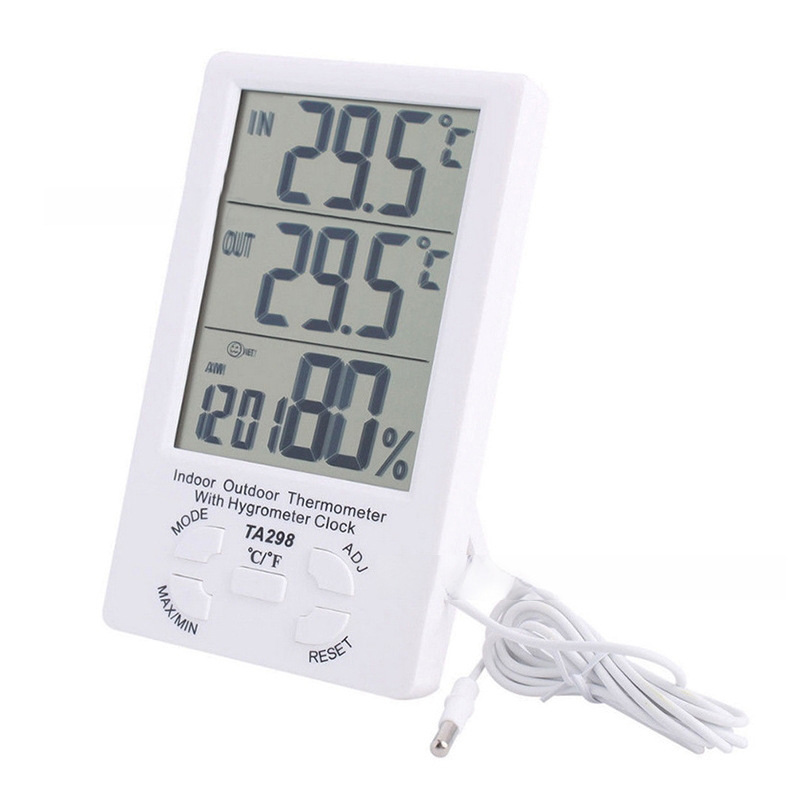 Custom household electronic digital display thermometer with wire with sensor temperature humidity meter indoor and outdoor thermometer