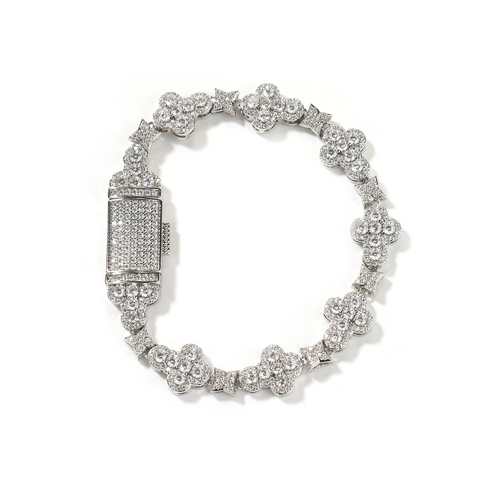 New Simple 10mm Cross Flower Bracelet Micro Inlaid Zircon Sparkling Hand Jewelry