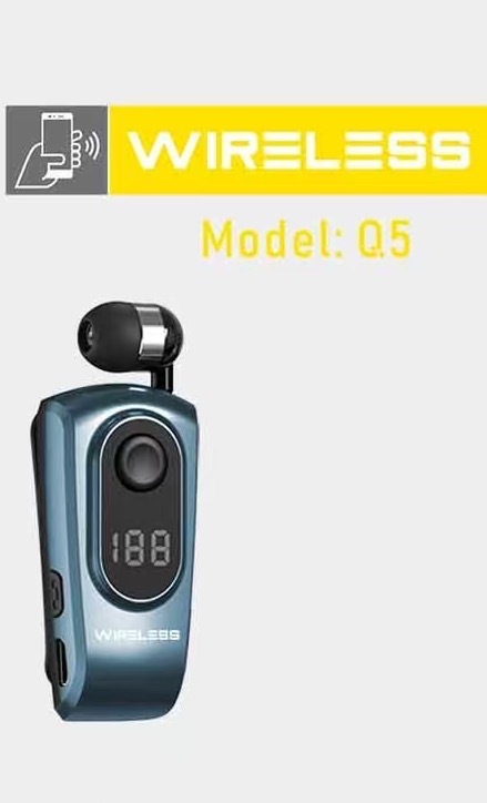 Q5 clip-on wireless Bluetooth headset large capacity long battery life 2025 new one-key retractable cable