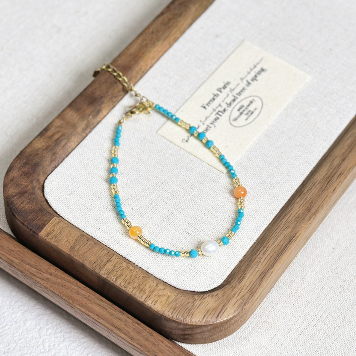 Court Style Amethyst Beaded Necklace Forest Style Turquoise Freshwater Pearl Collarbone Chain Full Titanium Steel Necklace
