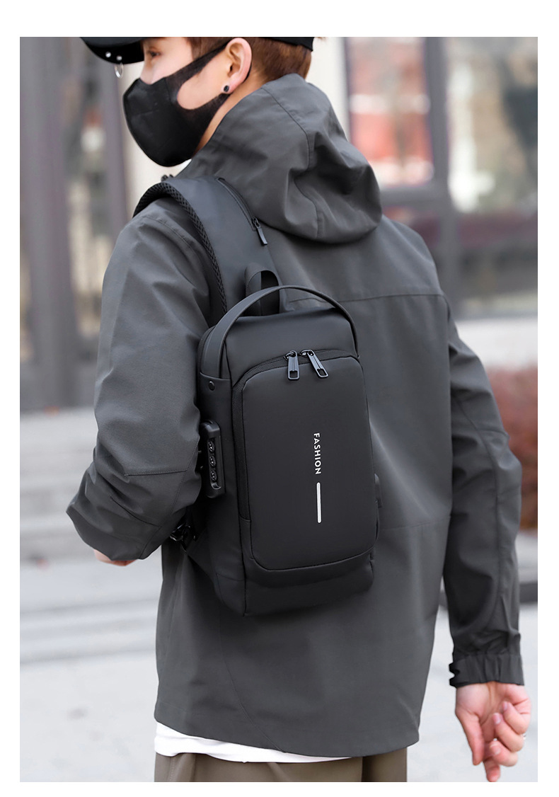 Men's chest bag with combination lock, anti-theft men's shoulder bag, customizable crossbody bag, waist bag, business handbag small