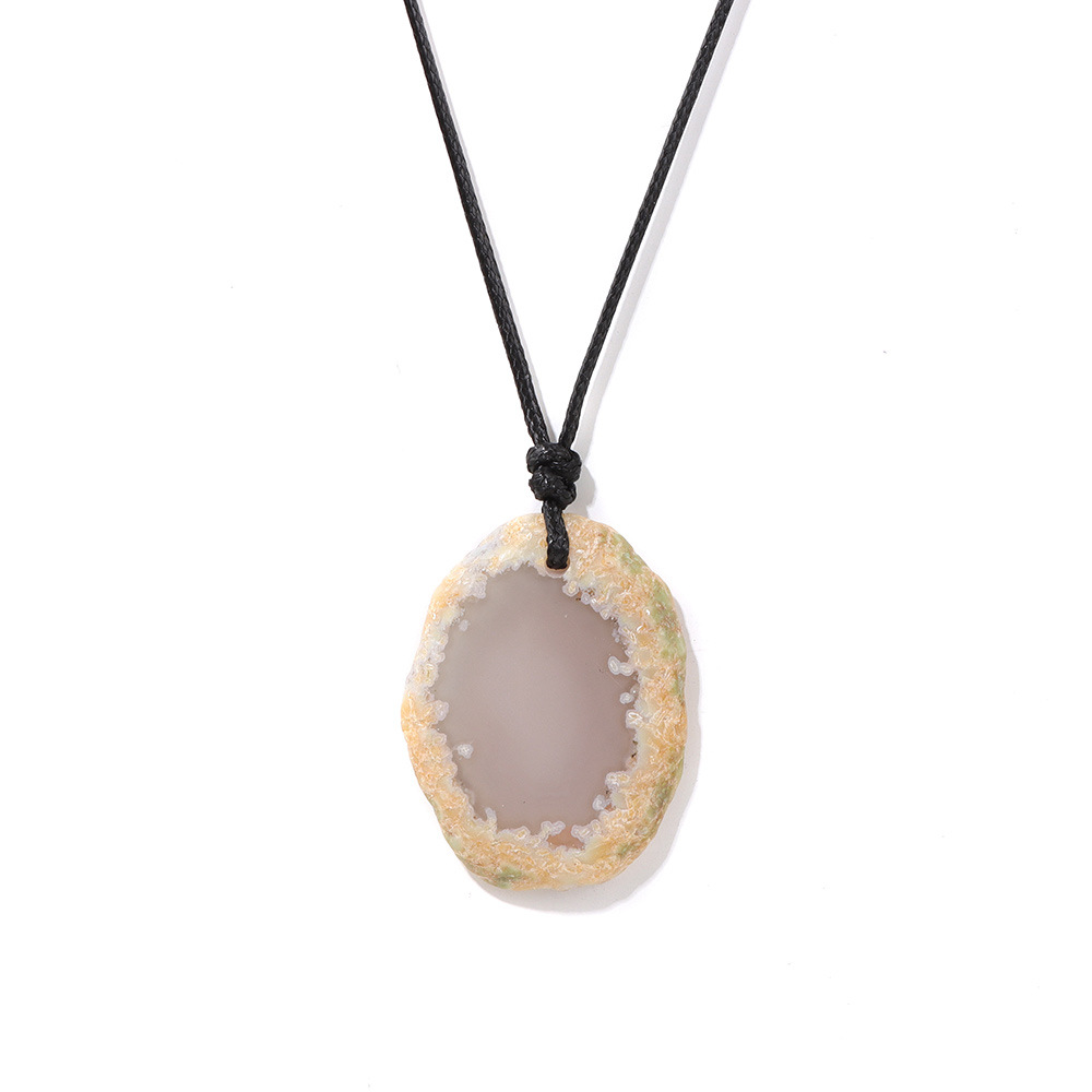 Stone agate slice necklace energy stone irregular shape pendant simple birthstone necklace