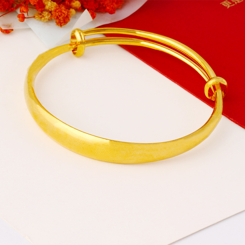 Inside and outside one color copper gold-plated ancient method sand gold bracelet imitation gold bracelet women open push-pull bangle gold shop