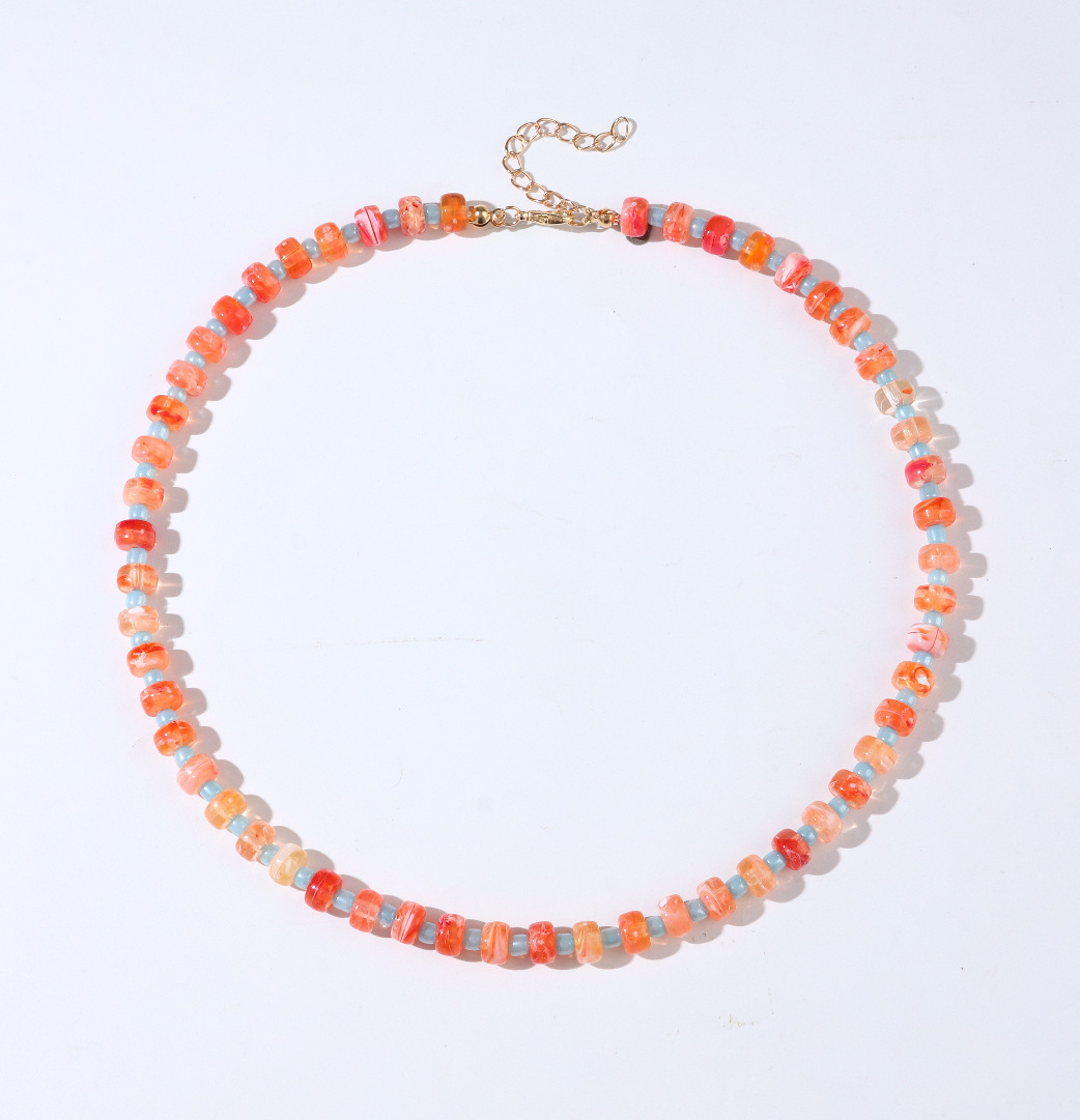 Colorful Natural Stone Abacus Bead Candy Color Round Bead Beaded Necklace