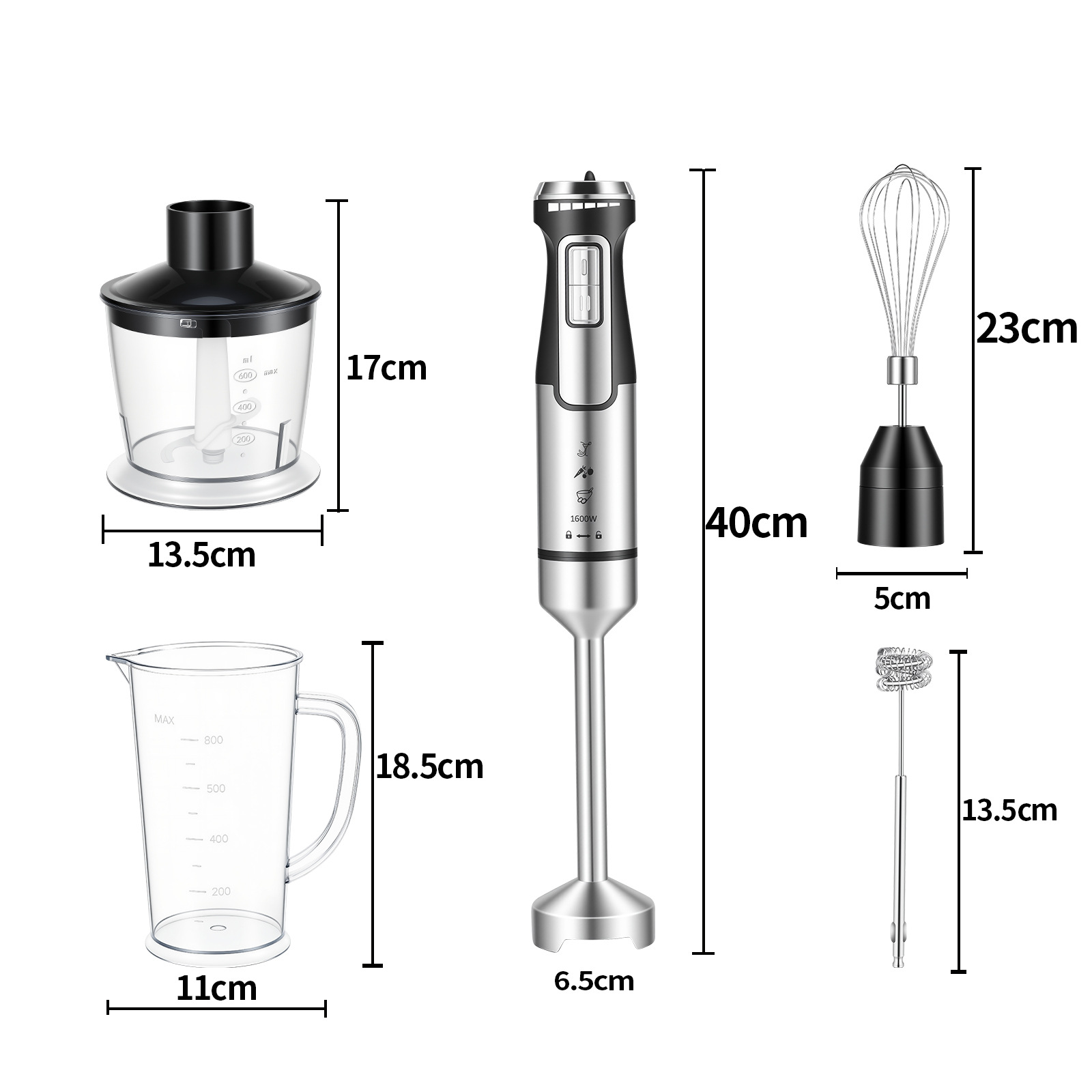 1600W Handheld Food Processor Household Baby Food Grinder Multifunctional Blender Egg Beater Stirring Stick