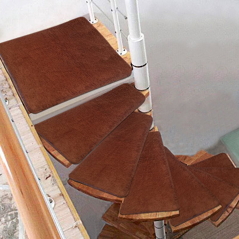 Solid color spiral stair mat self-adhesive non-slip carpet glue-free tread mat solid wood duplex stair mat