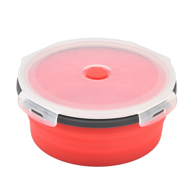 Silicone Lunch Box Foldable Expandable Portable Travel Microwave Oven Household Bento Box Fresh-Keeping Box 4-Piece Set