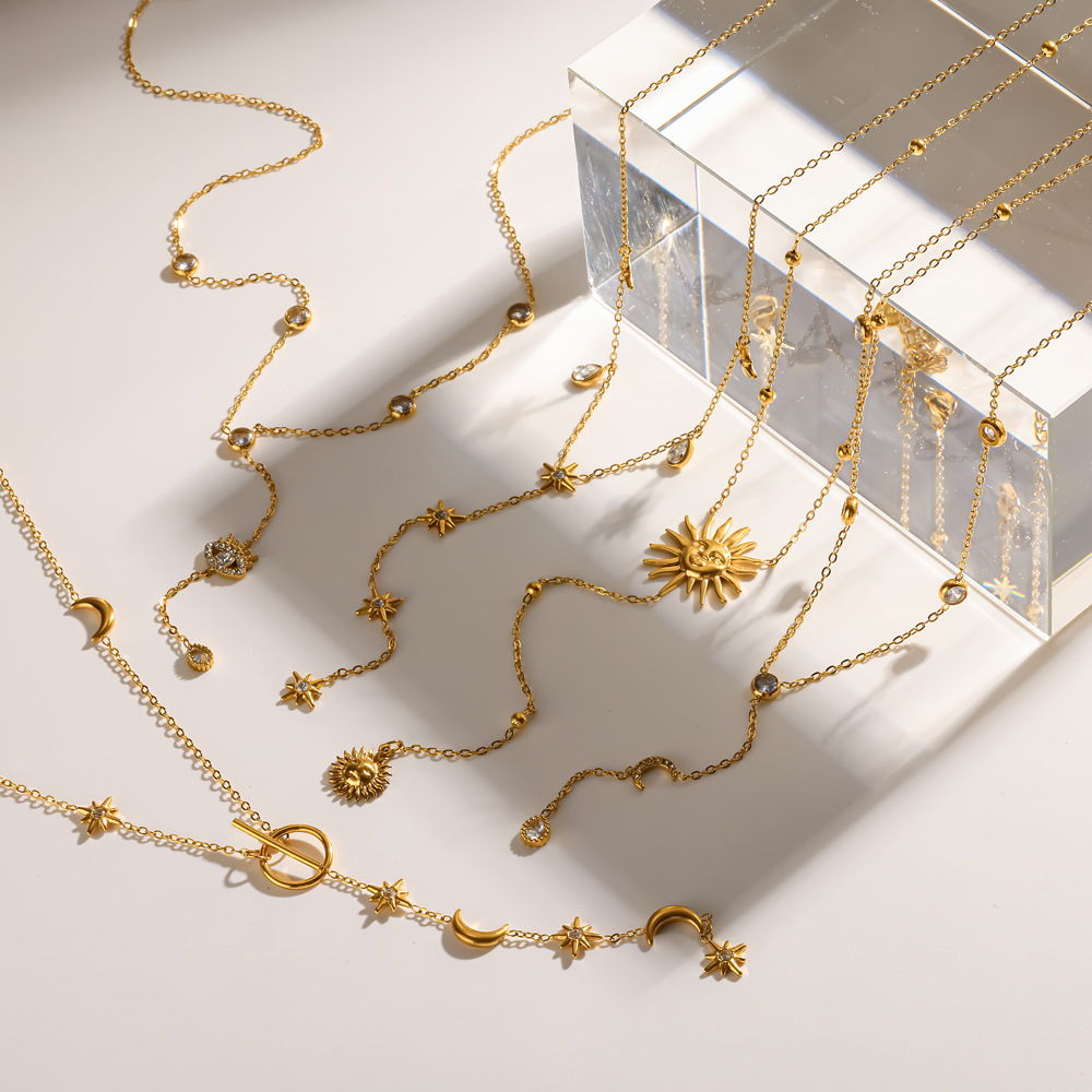 Ding Duo Y-shaped necklace 18k gold long stainless steel sweater chain necklace