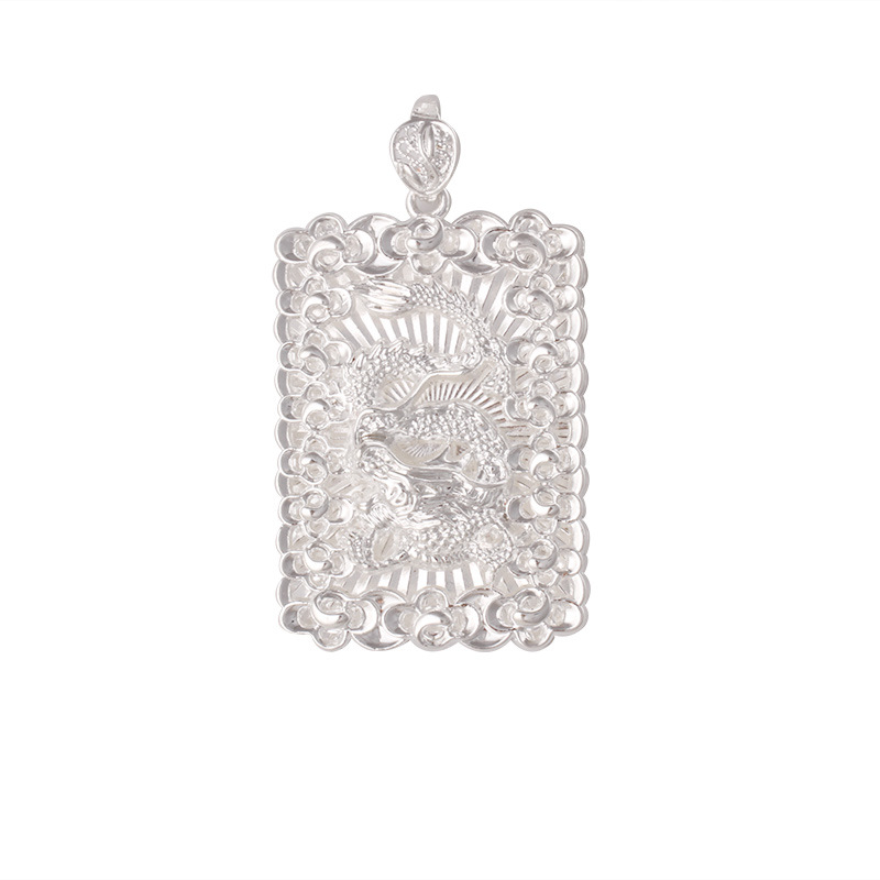Gold-plated silver live-streaming dragon pendant large pendant accessories Guanyin Buddha bold pendant hollow sand gold jewelry accessories