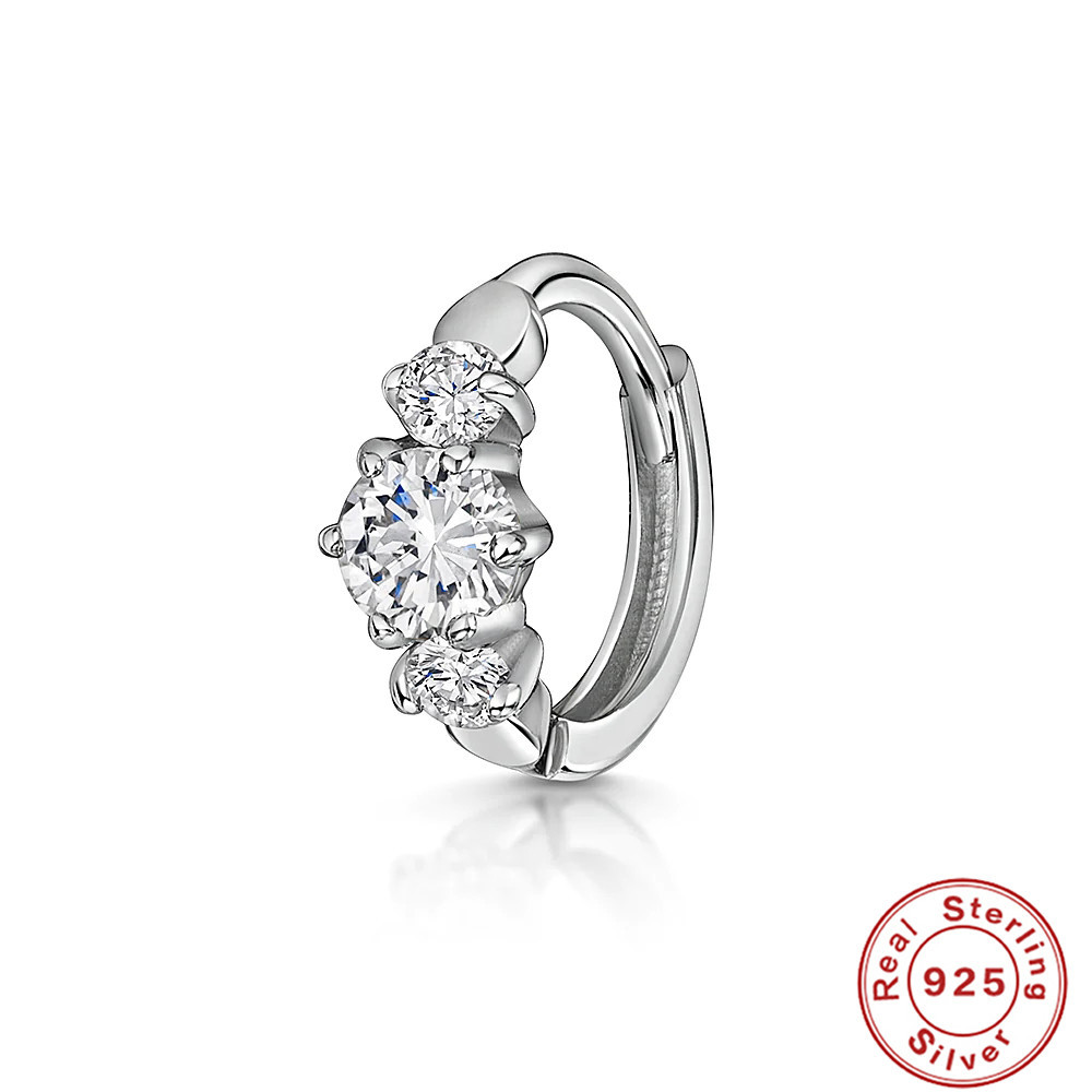 S925 sterling silver cartilage piercing diamond-set ear hoop ear buckle earring ear cartilage shien INS punk style ear bone clip