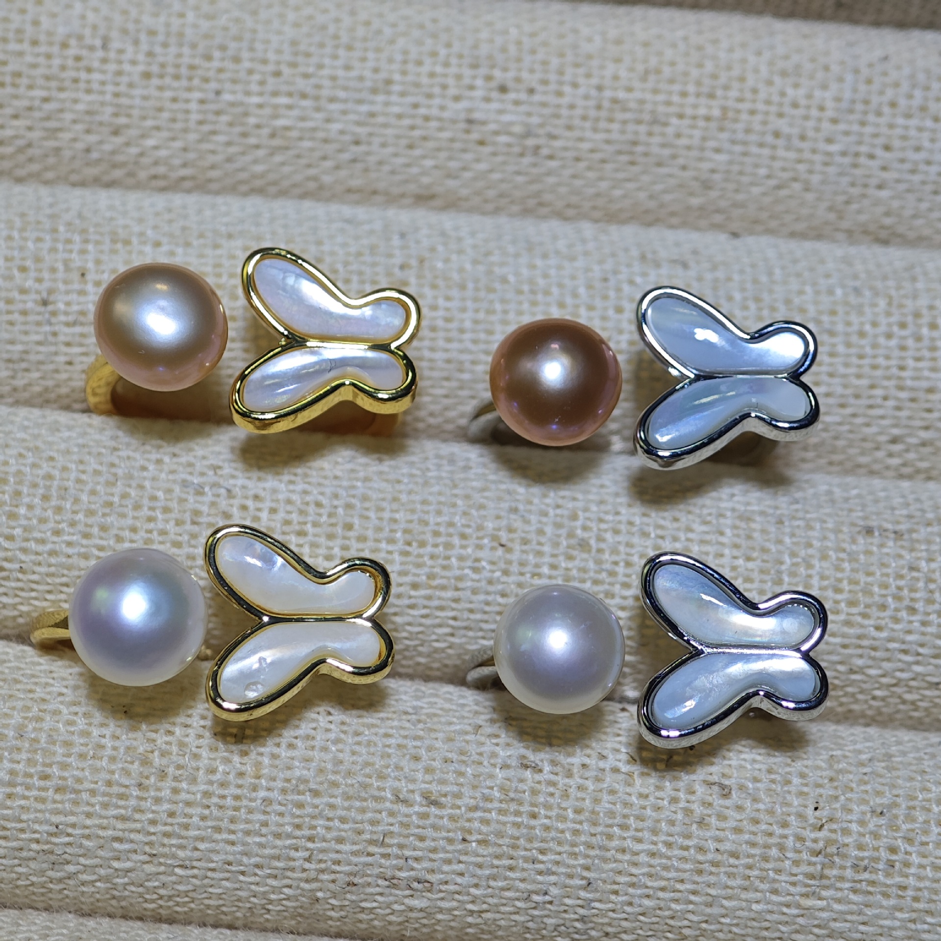 金色拖+白珍珠 · 4046贝母蝴蝶