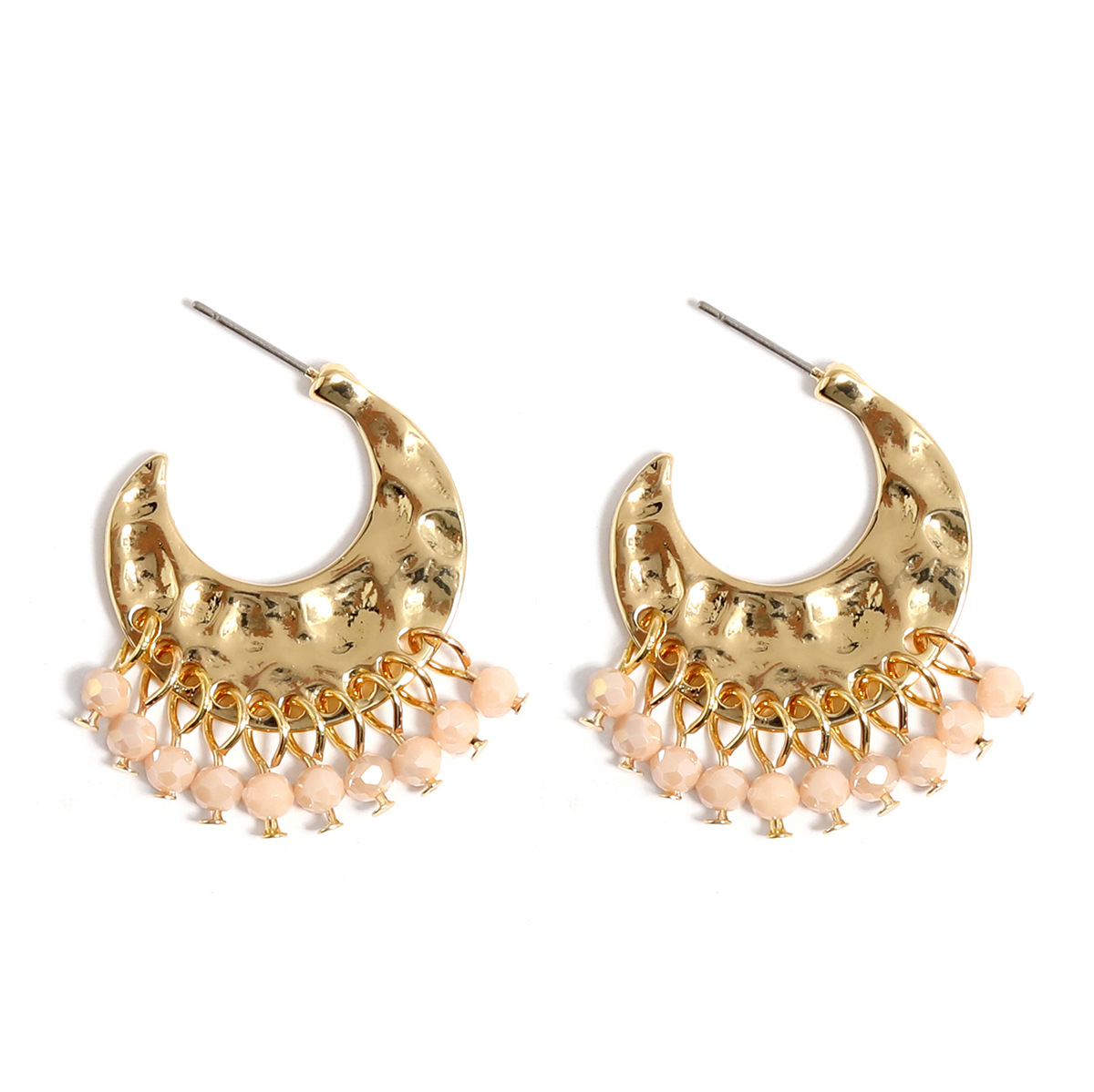 New Palace Style Electroplated Hammered Crystal Tassel Earrings for Women Niche