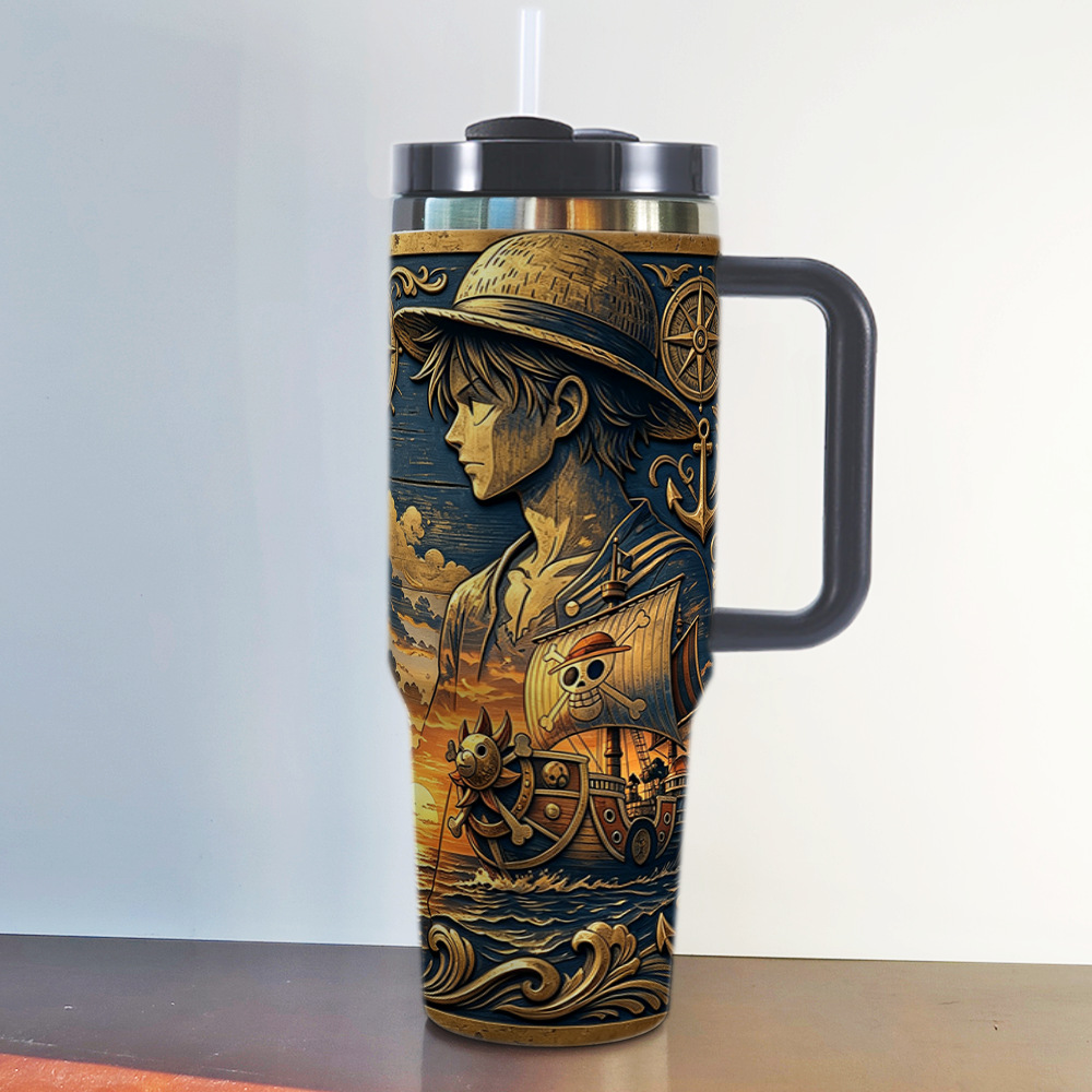 40oz stanley ice霸 cup ONEPIECE Luffy embossed printed One Piece car cup