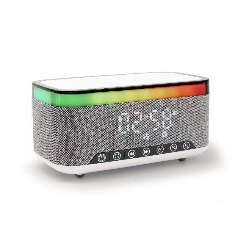 Speaker Bluetooth colorful light 15W wireless charging three-in-one colorful light subwoofer colorful alarm clock