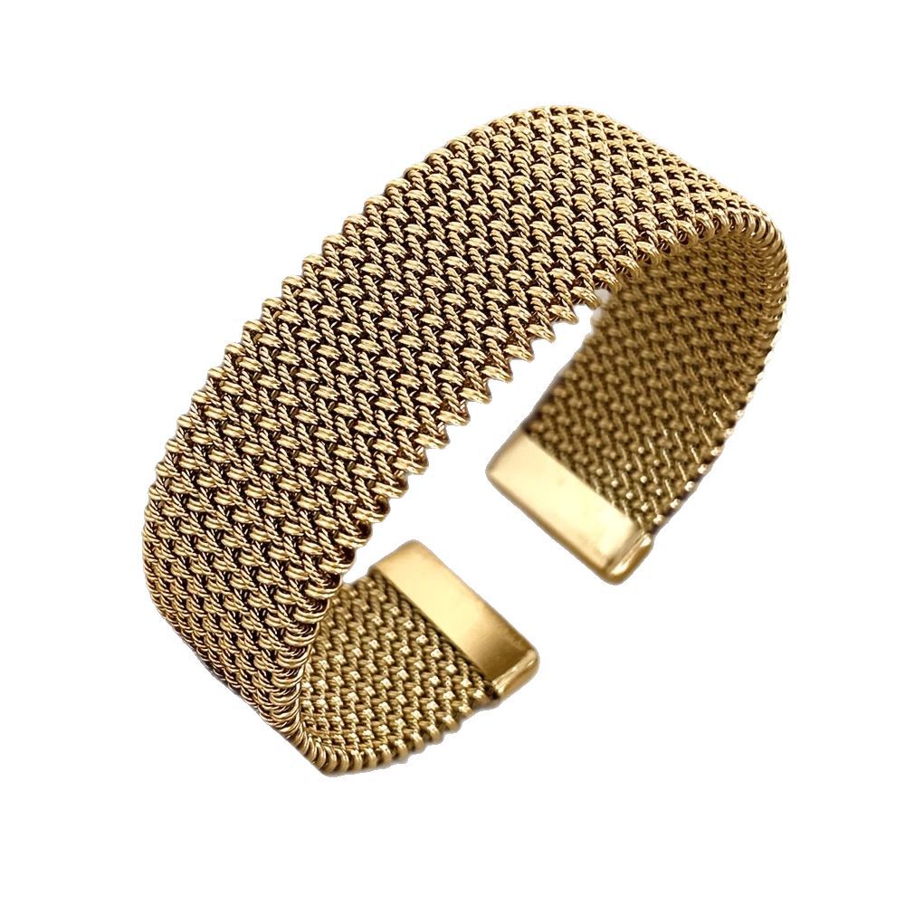 Vacuum plated 18k dense line embossed titanium steel bracelet women couple jewelry