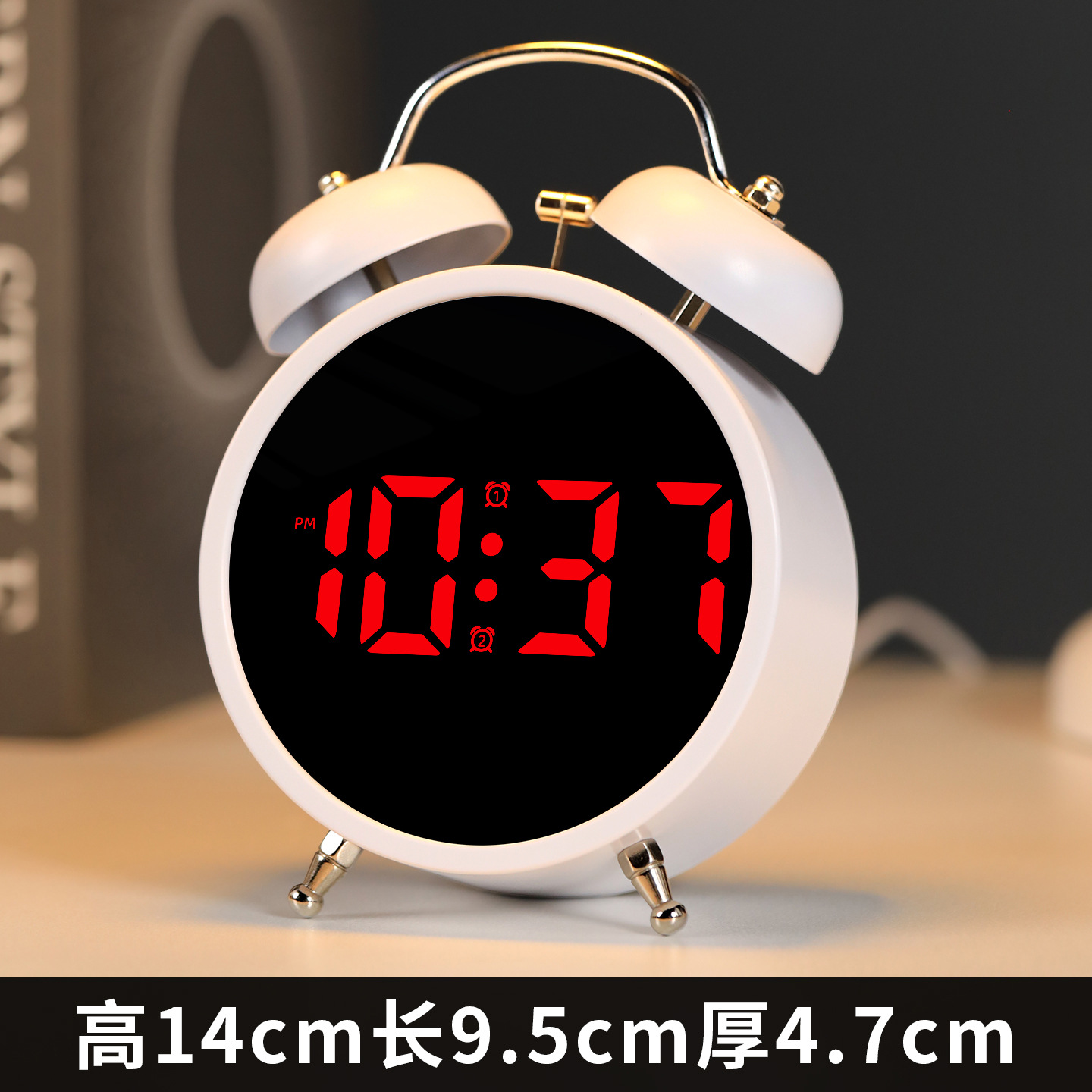 Alarm clock wake-up student special get up LED electronic display mechanical ringing super loud sound alarm