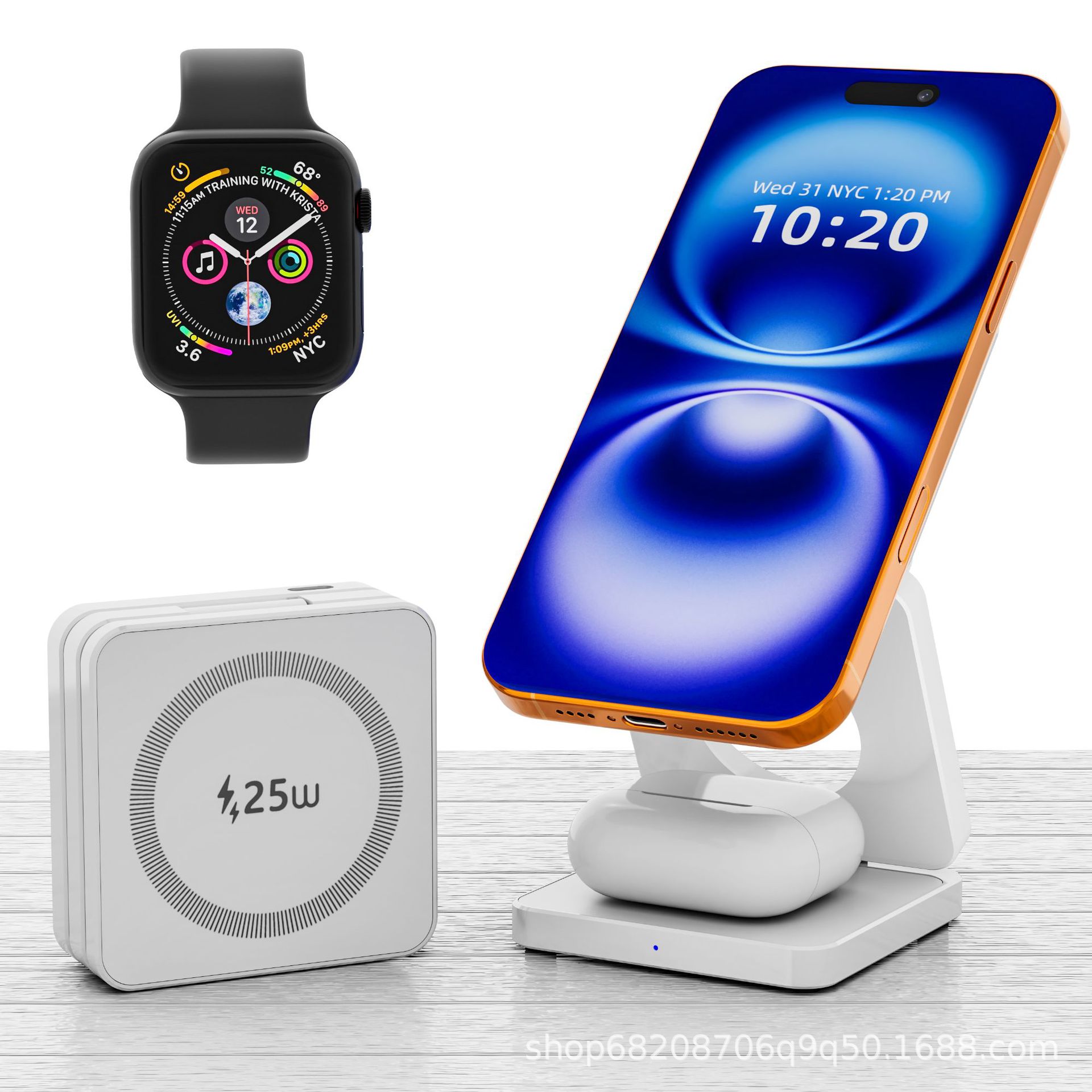 Qi2.2 25W Fast Foldable Wireless Charger for iPhone 16/17 Series, Other Phones, Earphones, and iWatch
