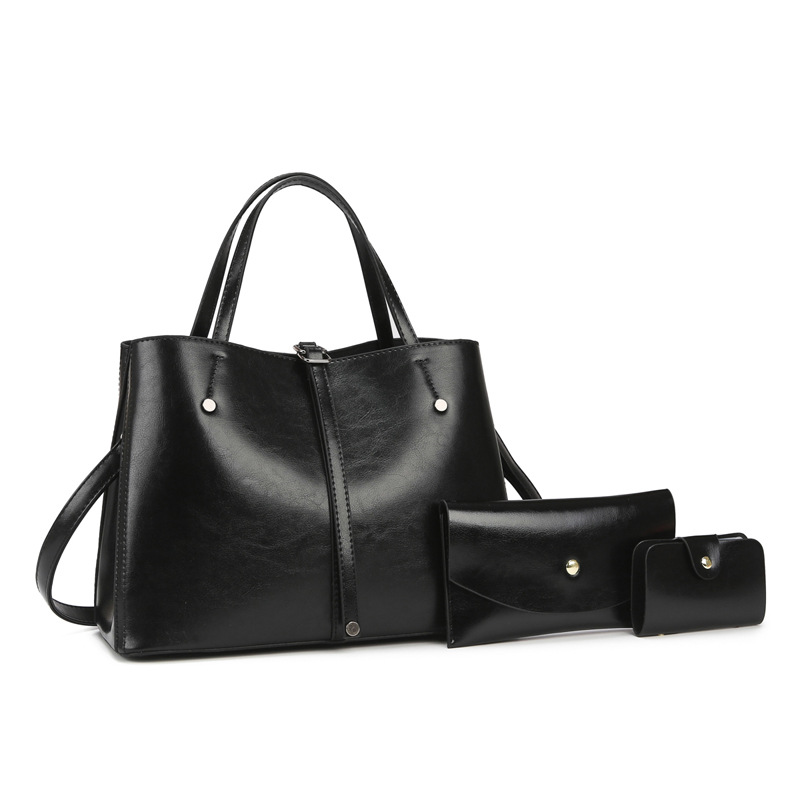 Women's Bag 2025 New Waxed Leather Handbag Simple Tote Shoulder Crossbody Bag