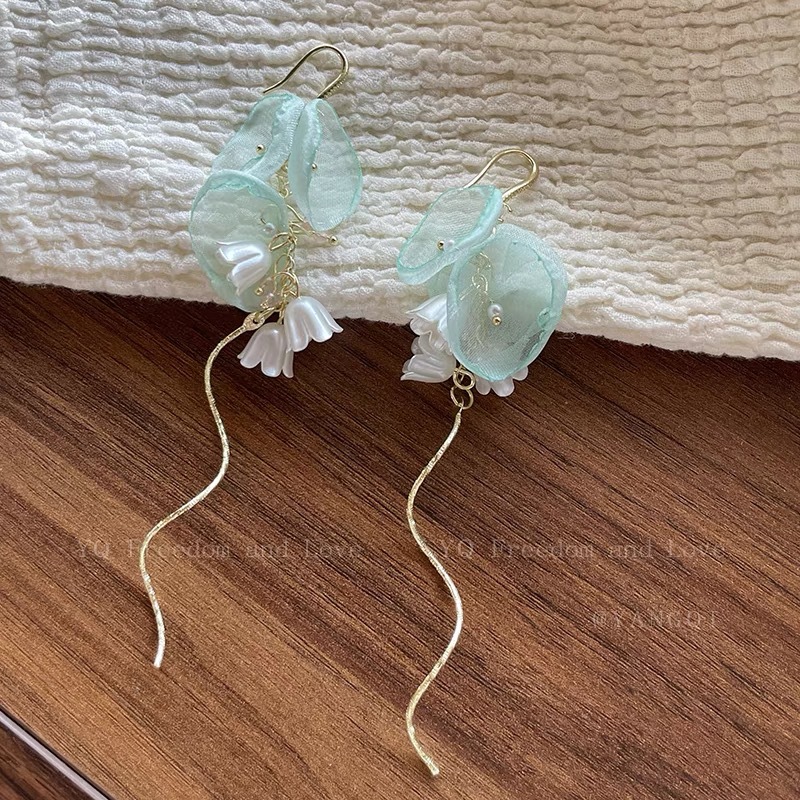 Burning Rose exaggerated wine red tassel earrings earrings flower ear studs