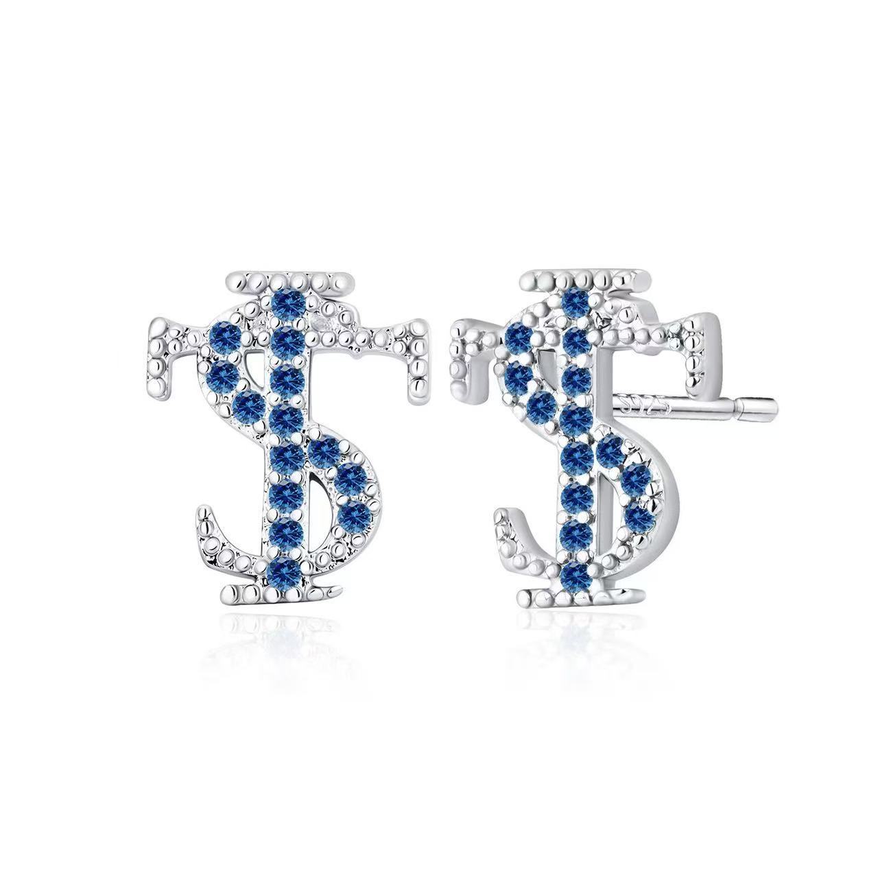 New Hip-Hop Style STK Letter Full Diamond Ear Studs American Street Men's Women's Ear Accessories